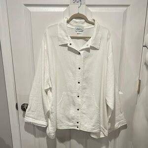 Vermont Country store white ribbed snap front cotton jacket shirt size 3X